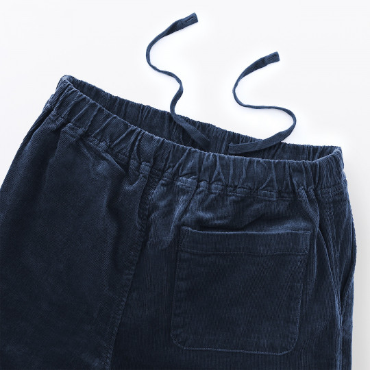 Spodnie sztruksowe easy fit szerokie granatowe