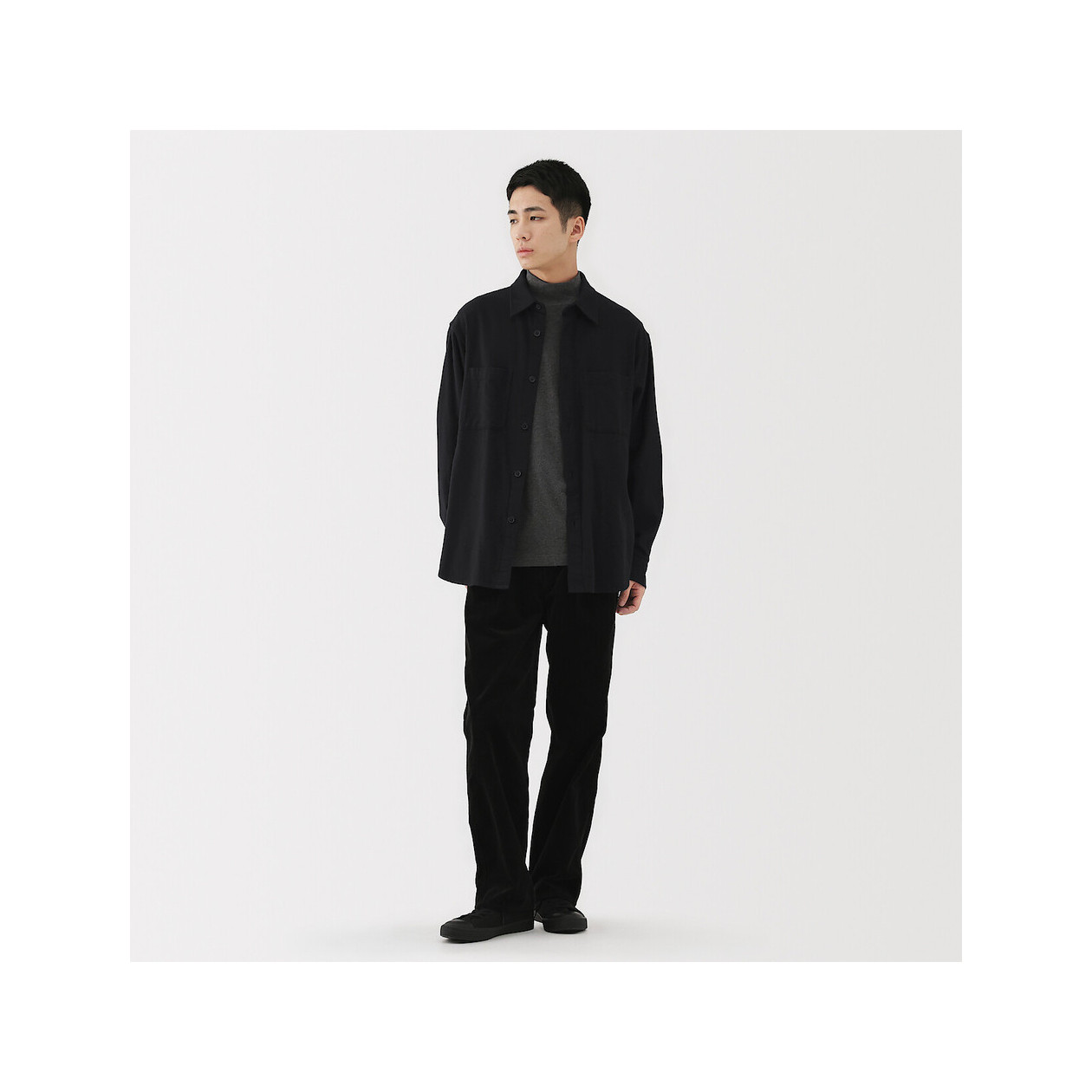 Kurtka koszulowa z czesanej flaneli czarna