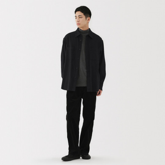 Kurtka koszulowa z czesanej flaneli czarna