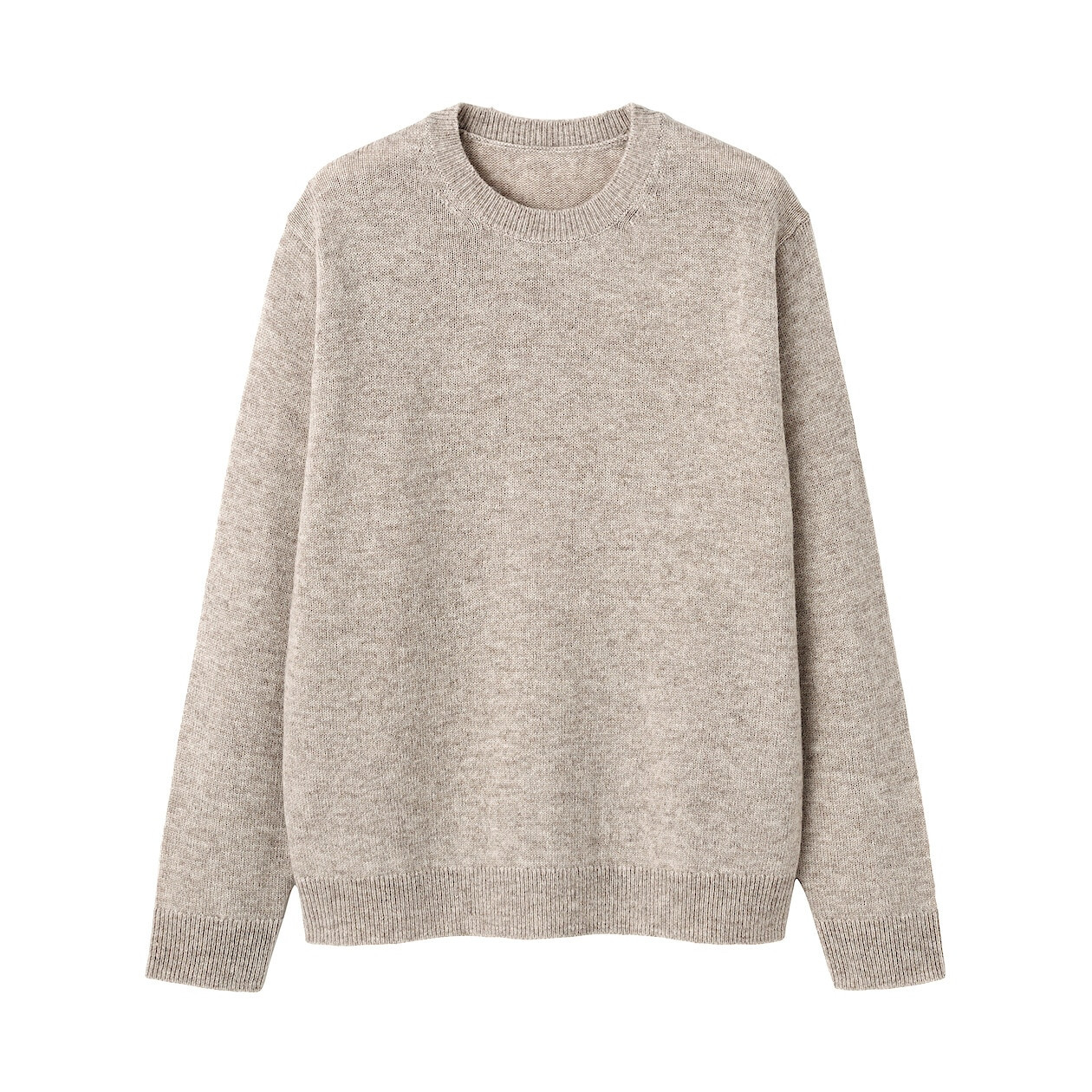 Sweter wełniany z dekoltem C beżowy