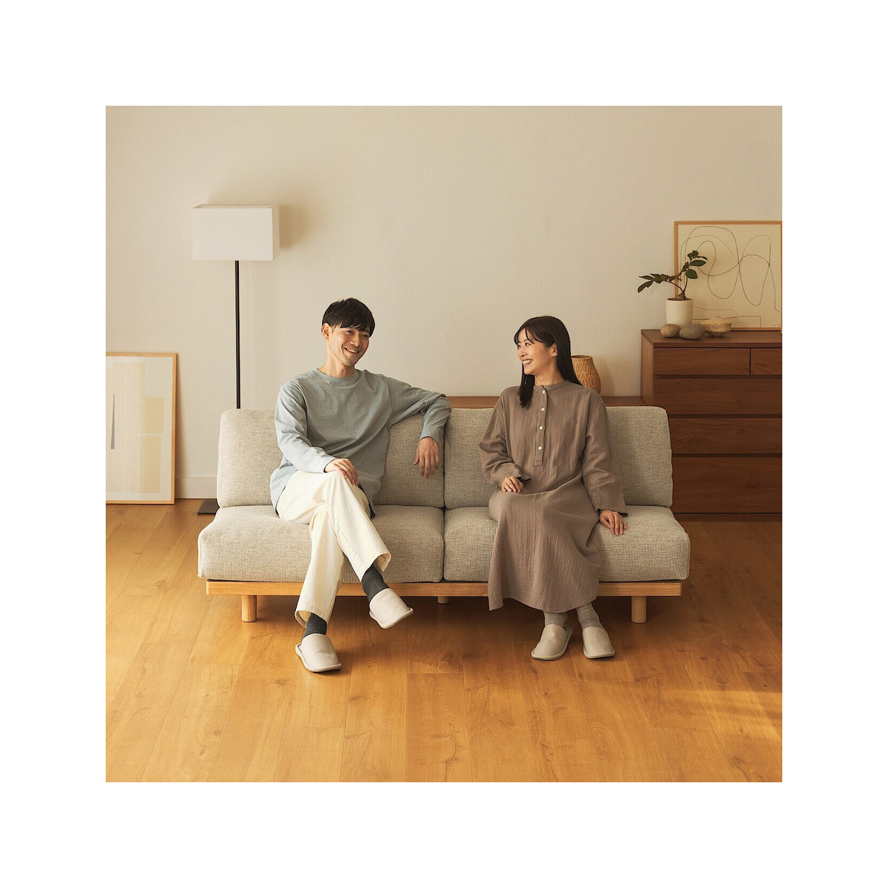 Sofa 3-osobowa z oparciem beżowa