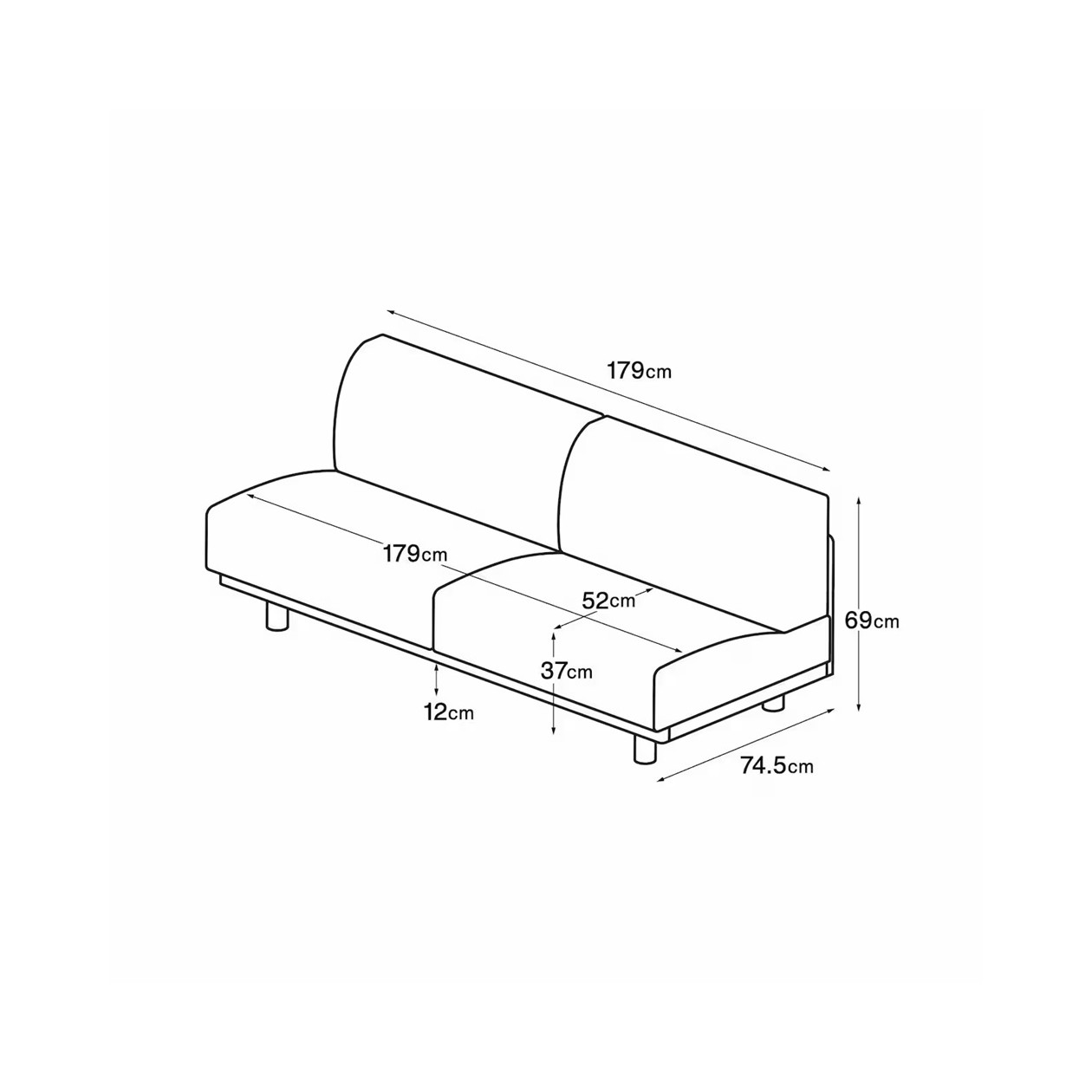 Sofa 3-osobowa z oparciem beżowa