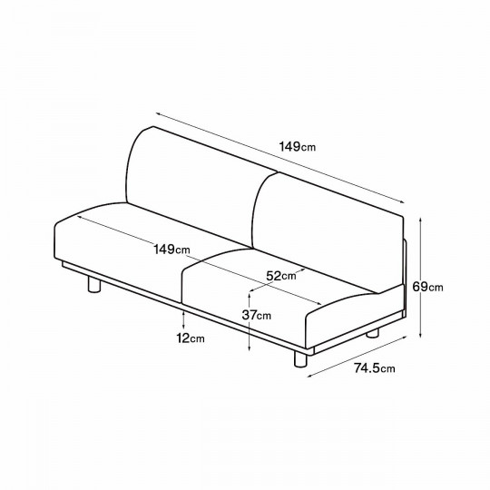 Sofa 2-osobowa z oparciem brązowa