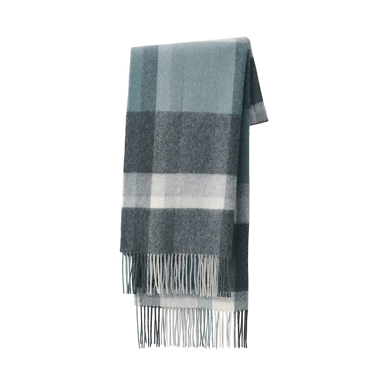 Szal wełniany w kratę szary