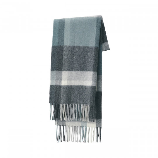 Szal wełniany w kratę szary