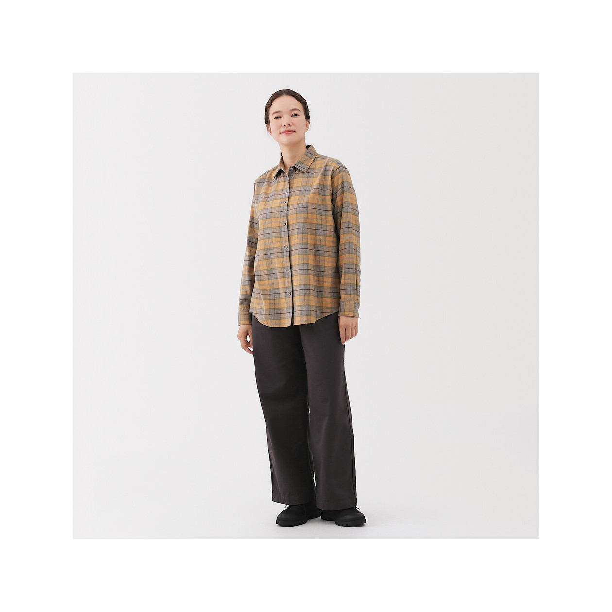 Koszula flanelowa w kratę musztardowa