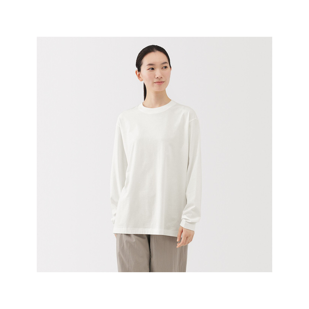 Koszulka z długim rękawem z bawełny czesanej biała