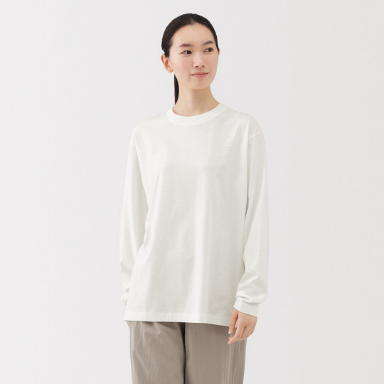 Koszulka z długim rękawem z bawełny czesanej biała