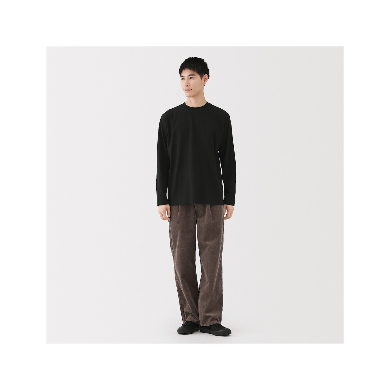 Koszulka z długim rękawem z bawełny czesanej czarna