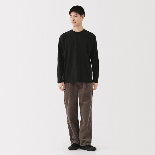 Koszulka z długim rękawem z bawełny czesanej czarna