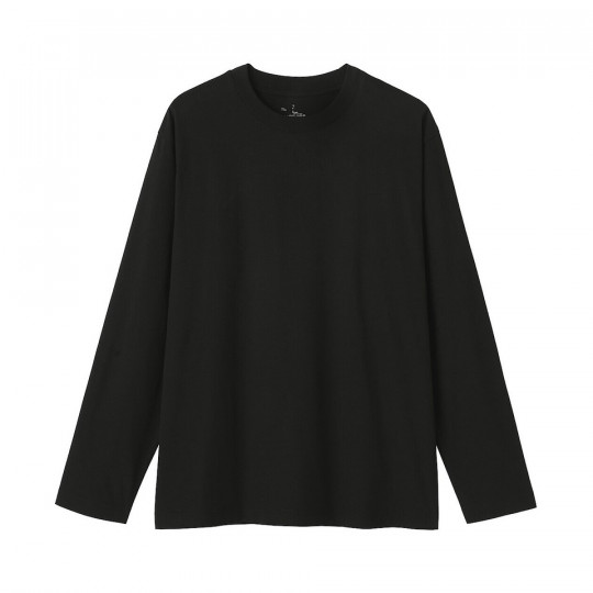 Koszulka z długim rękawem z bawełny czesanej czarna