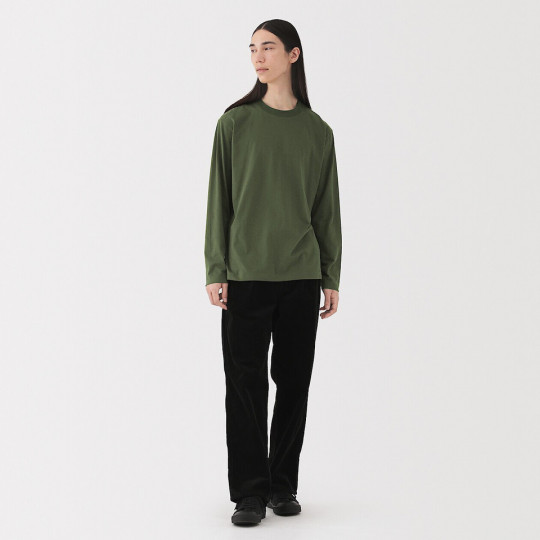 Koszulka z długim rękawem z bawełny czesanej zielona