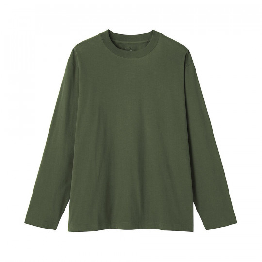Koszulka z długim rękawem z bawełny czesanej zielona