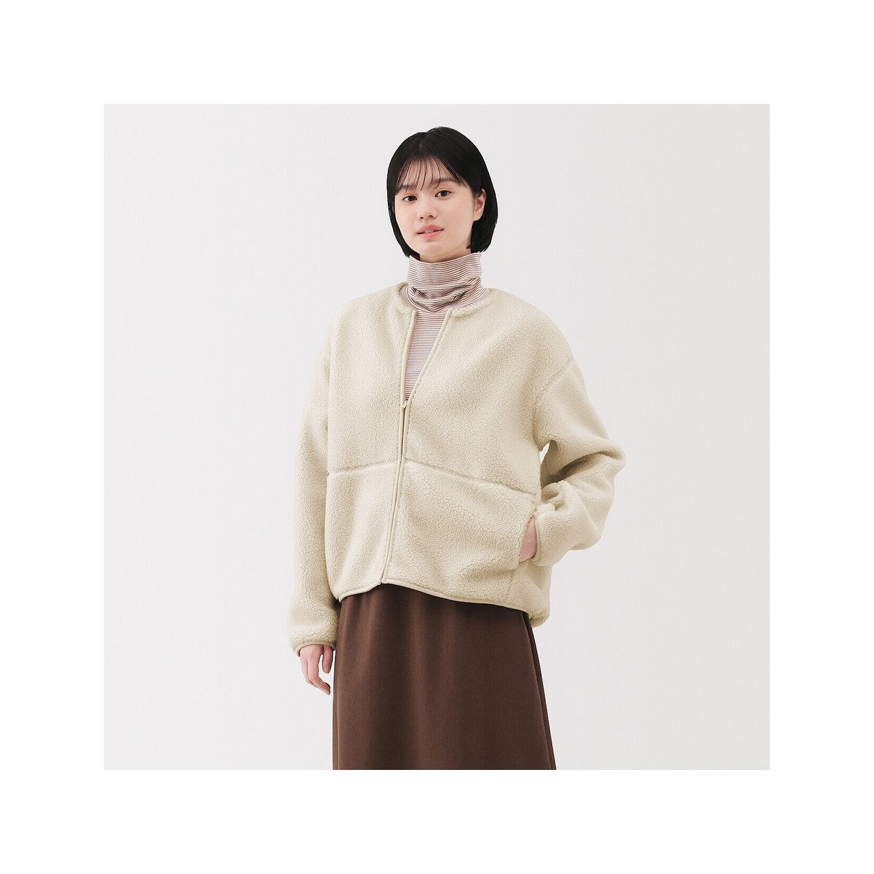 Bluza z polaru rozpinana kremowa