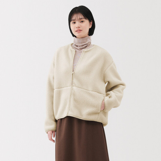 Bluza z polaru rozpinana kremowa