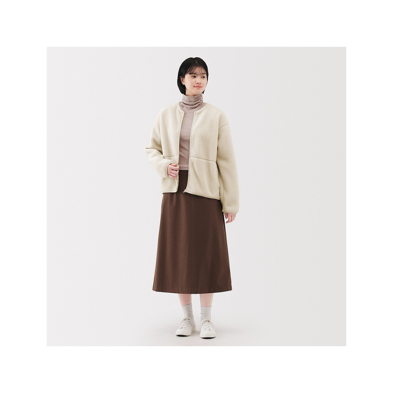 Bluza z polaru rozpinana kremowa