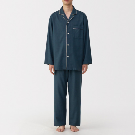 Piżama męska flanelowa granatowa