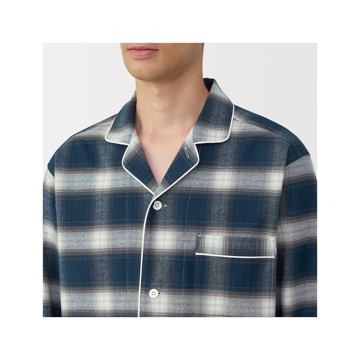 Piżama męska flanelowa w kratę granatowa