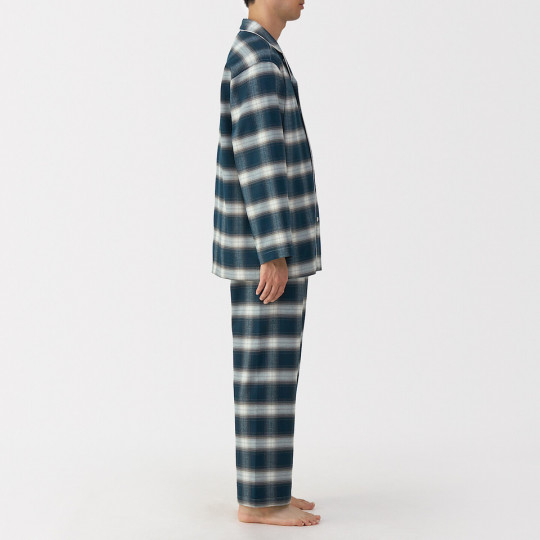 Piżama męska flanelowa w kratę granatowa