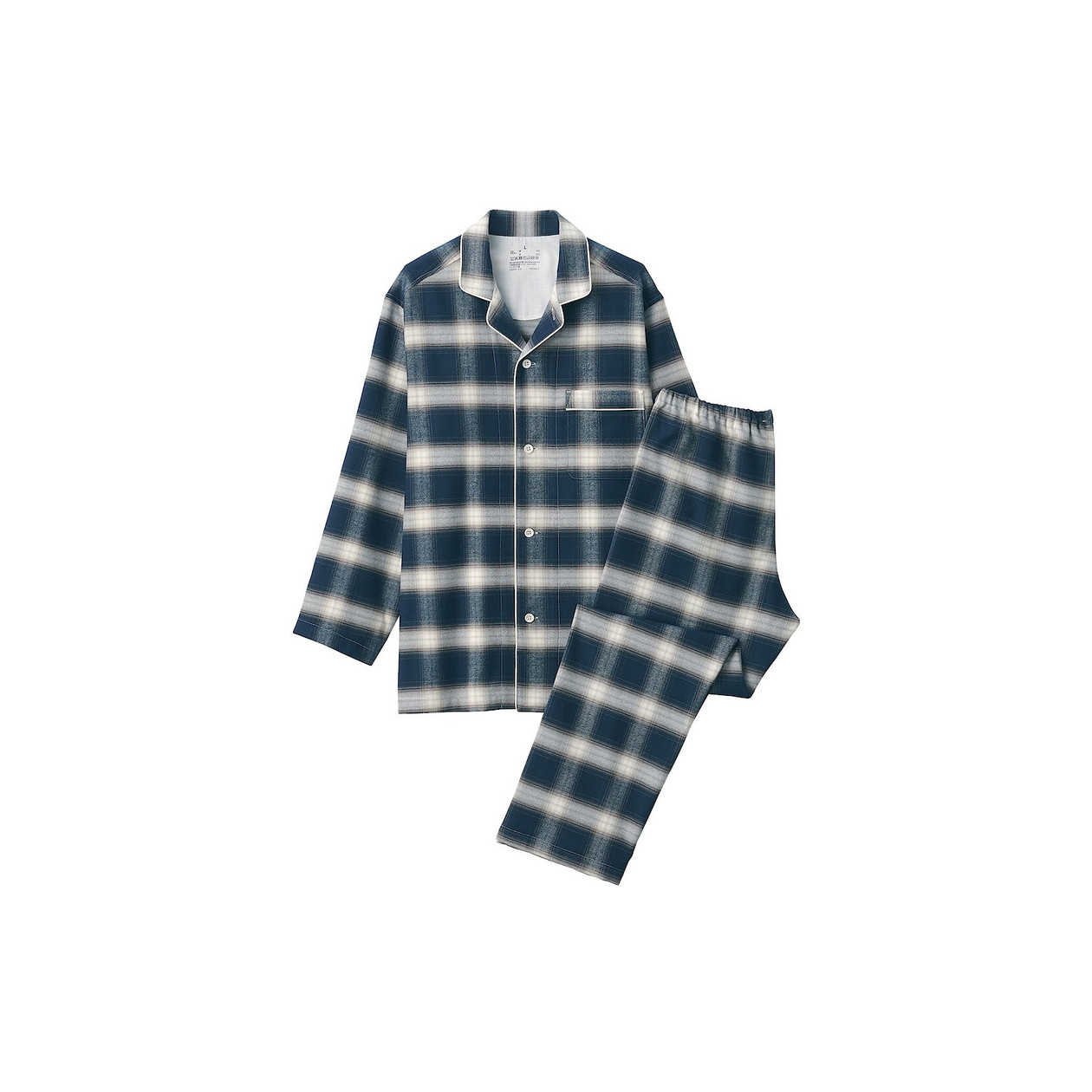 Piżama męska flanelowa w kratę granatowa