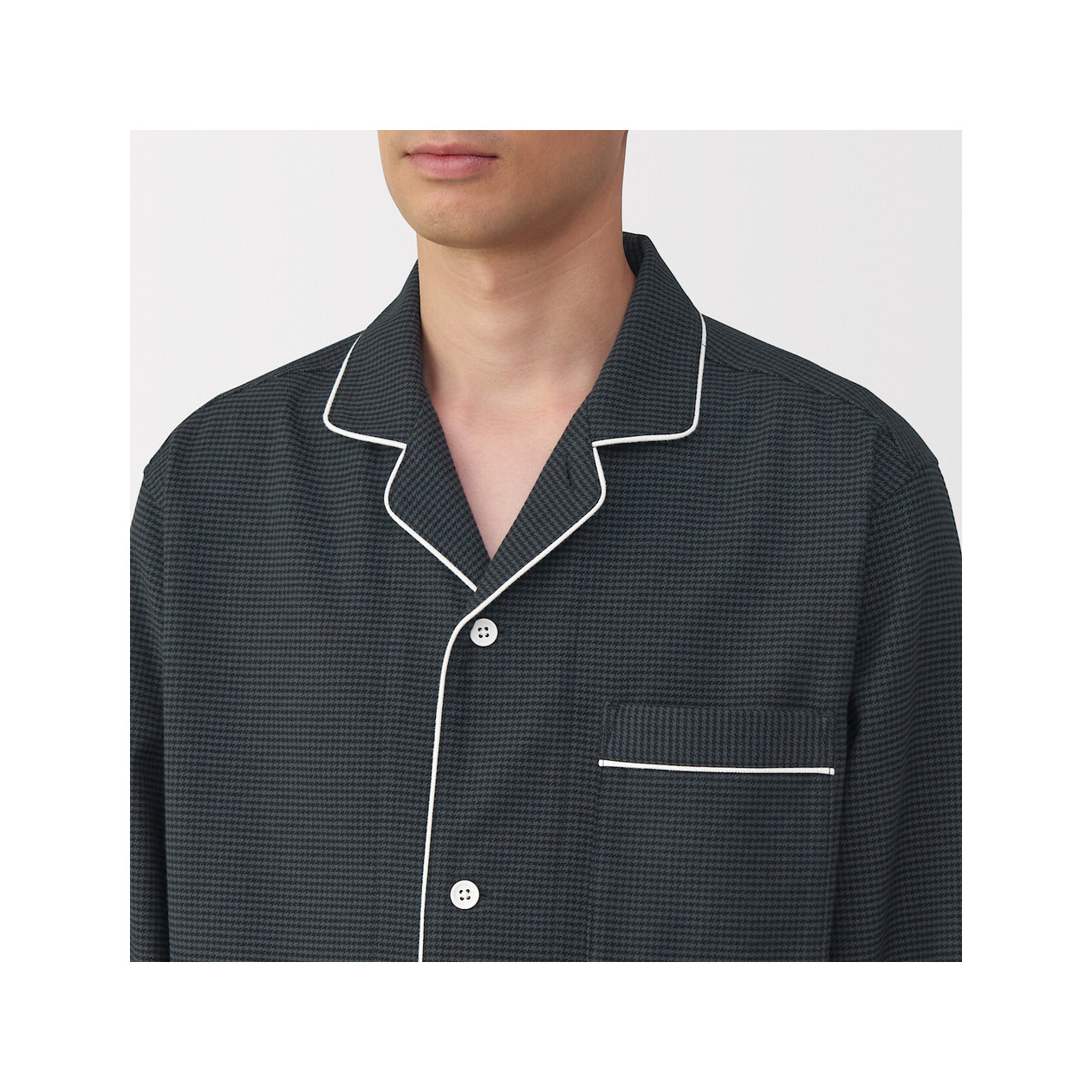 Piżama męska flanelowa w pepitkę szara