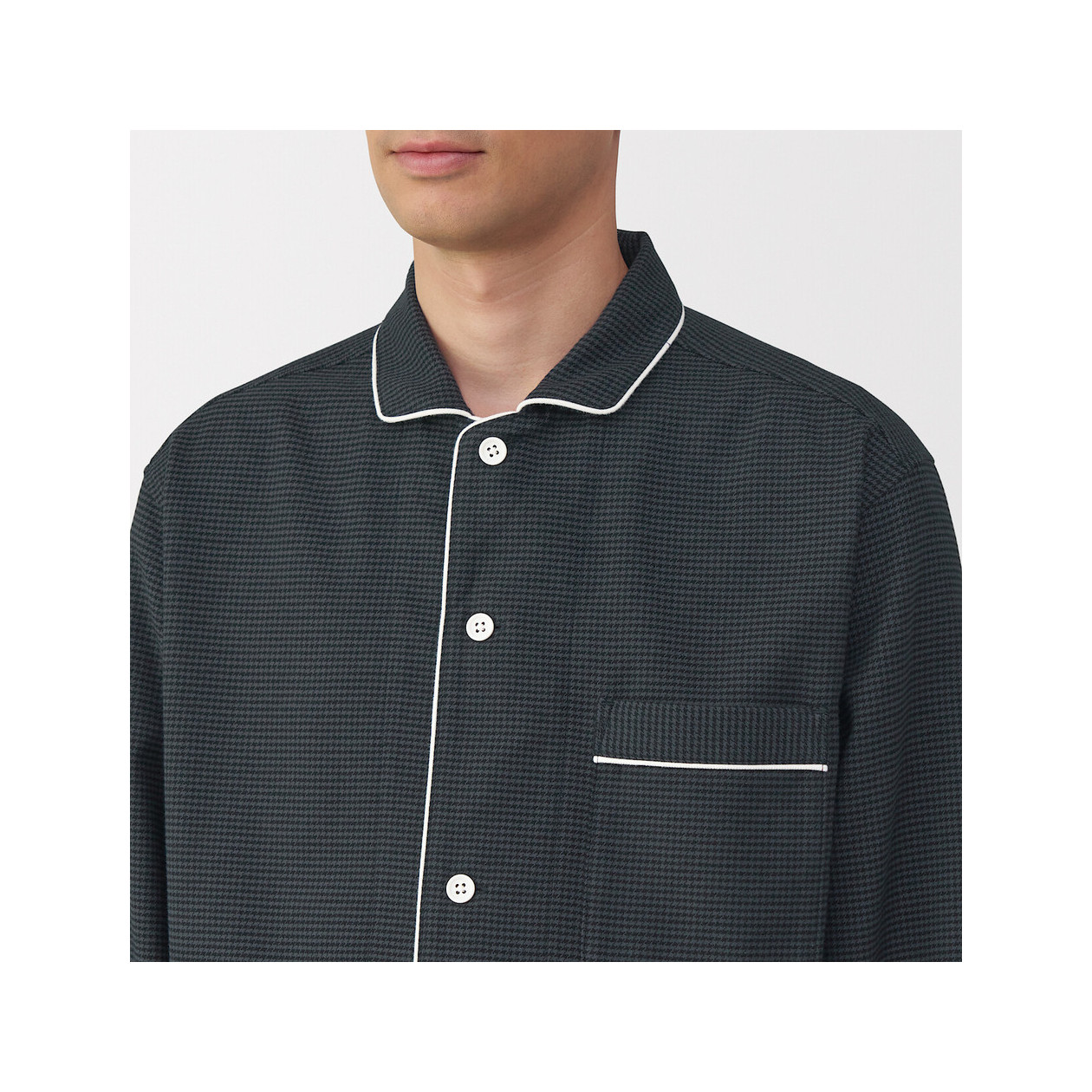 Piżama męska flanelowa w pepitkę szara