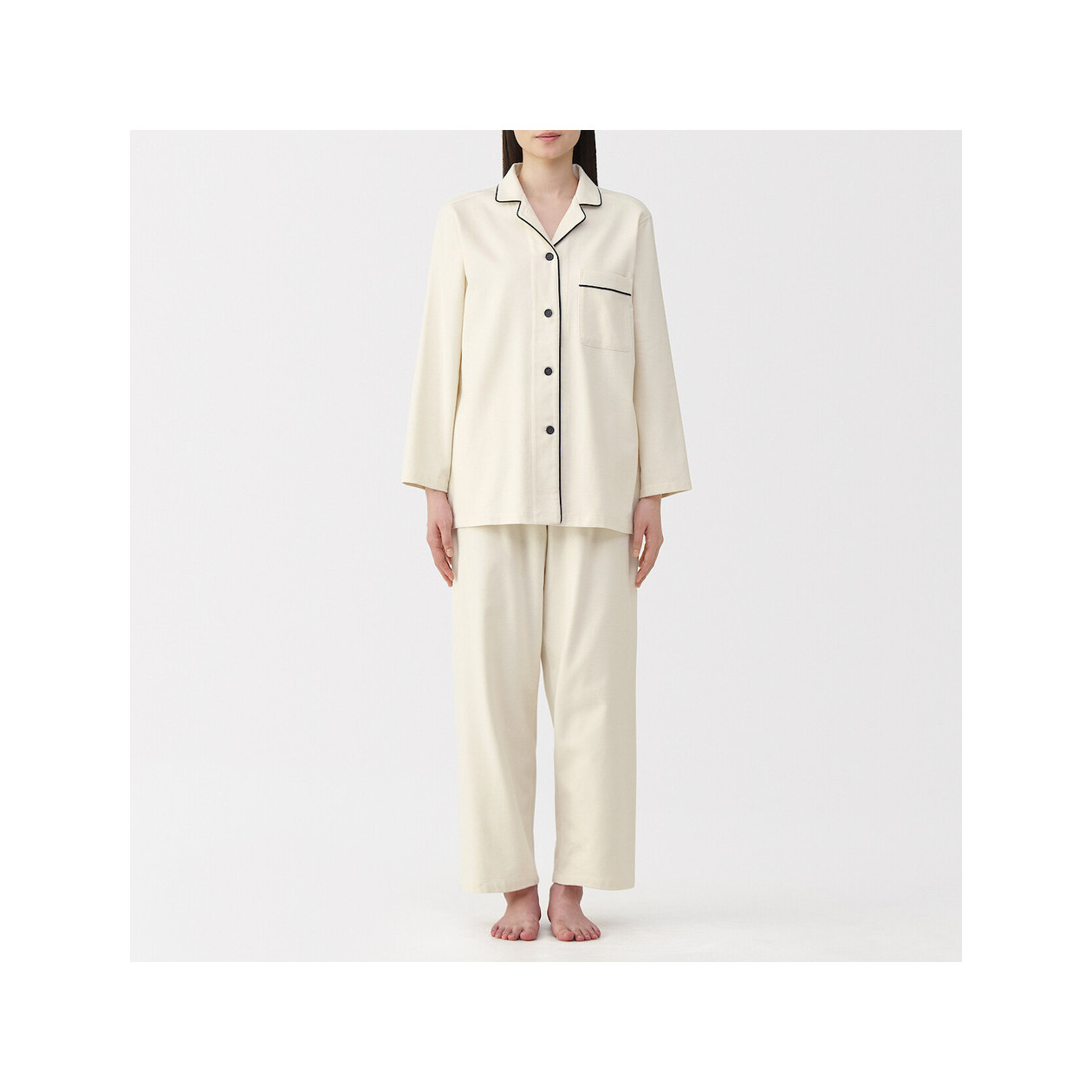 Piżama damska flanelowa kremowa