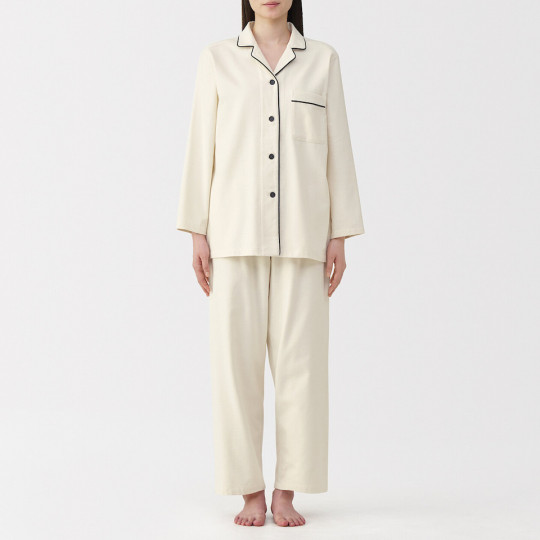 Piżama damska flanelowa kremowa
