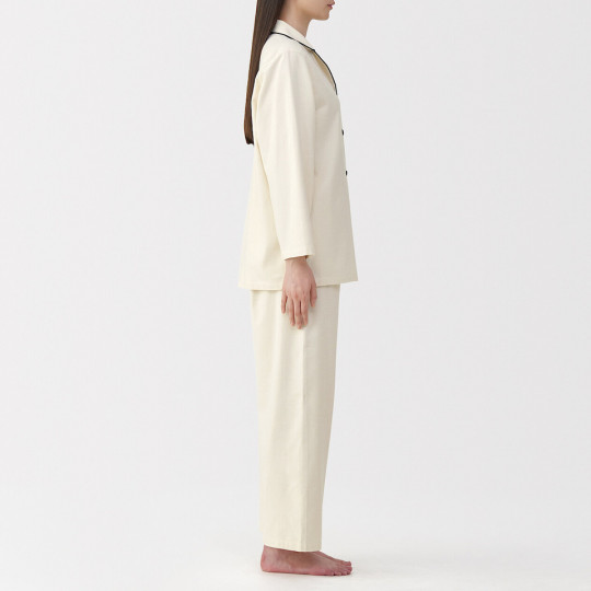 Piżama damska flanelowa kremowa