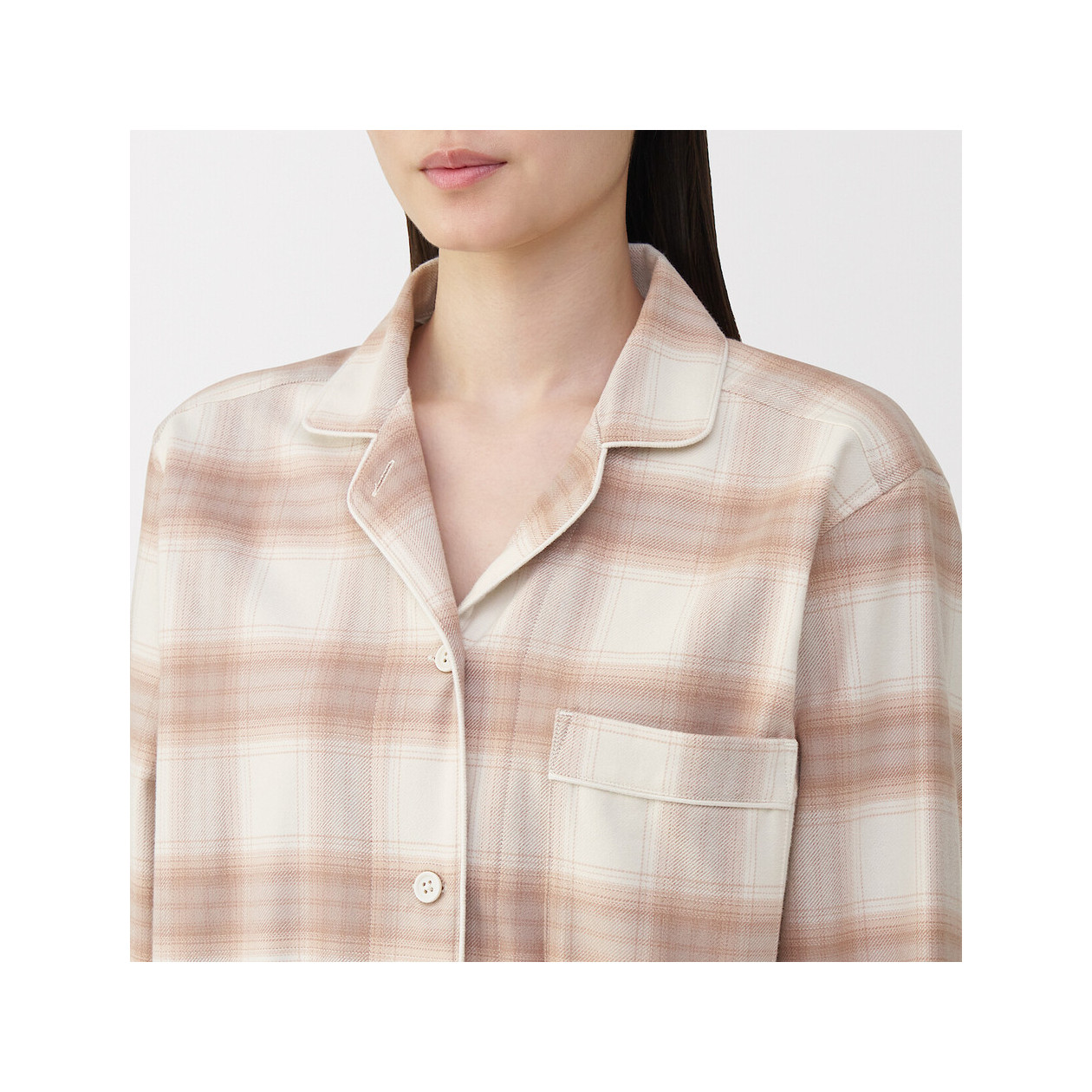 Piżama damska flanelowa w kratę różowa