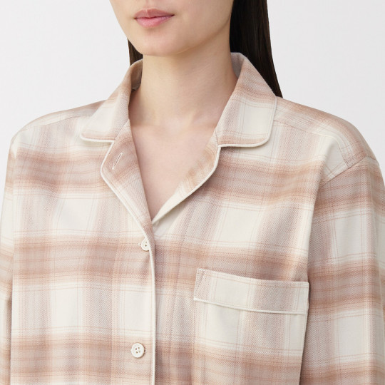 Piżama damska flanelowa w kratę różowa