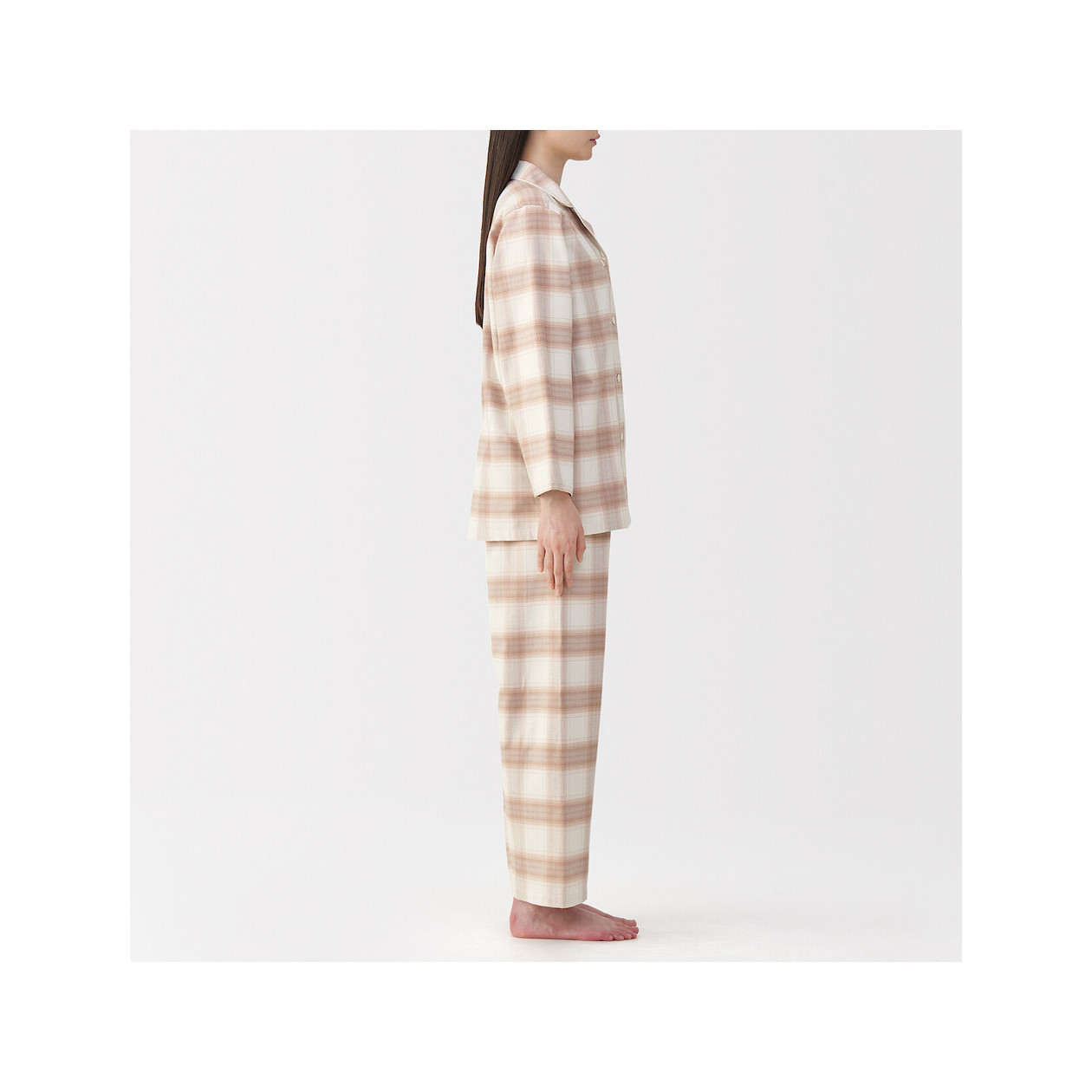 Piżama damska flanelowa w kratę różowa