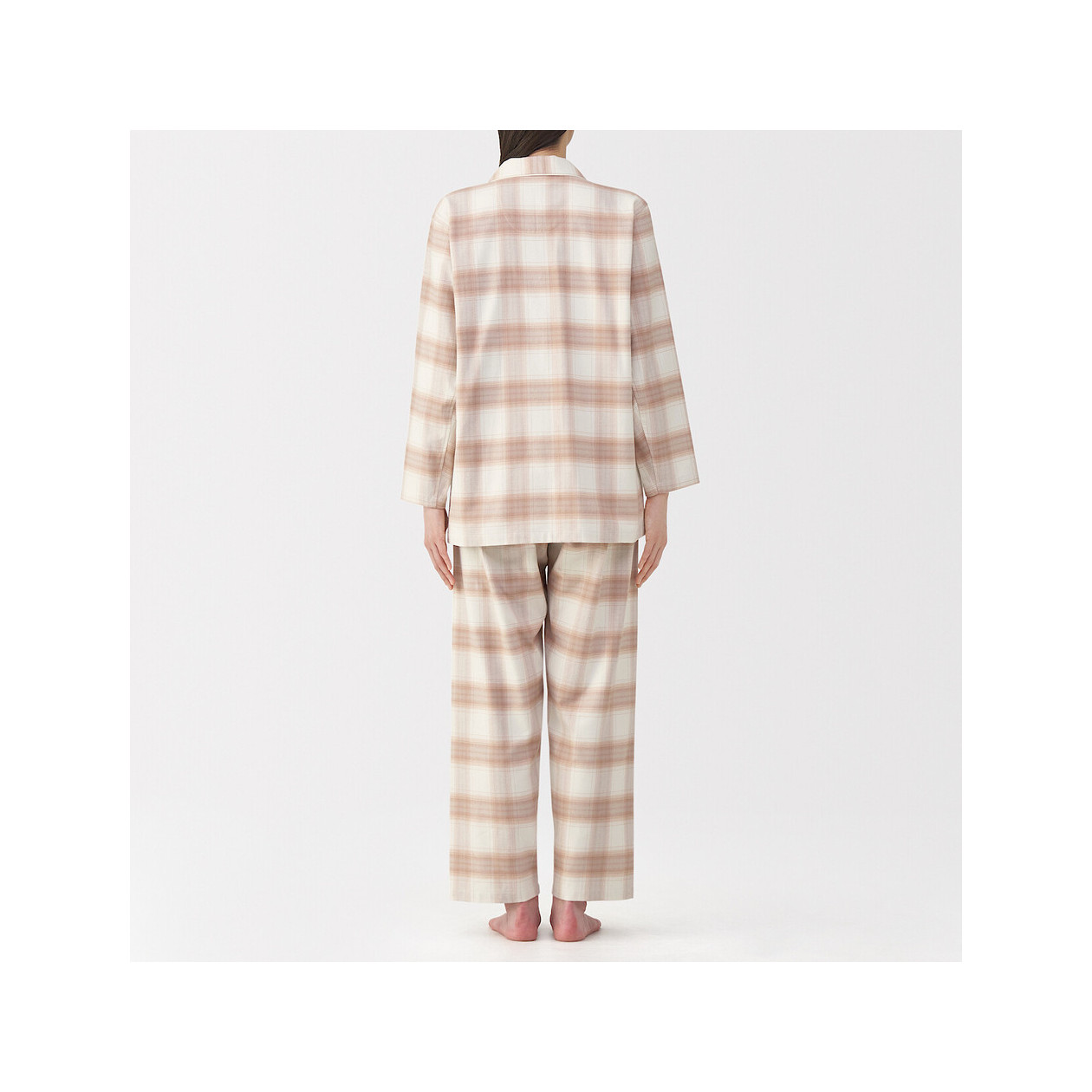 Piżama damska flanelowa w kratę różowa