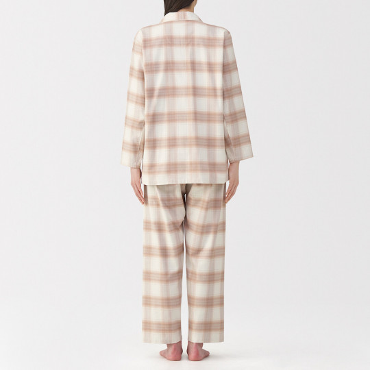 Piżama damska flanelowa w kratę różowa