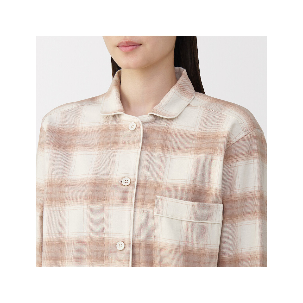 Piżama damska flanelowa w kratę różowa