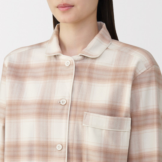 Piżama damska flanelowa w kratę różowa