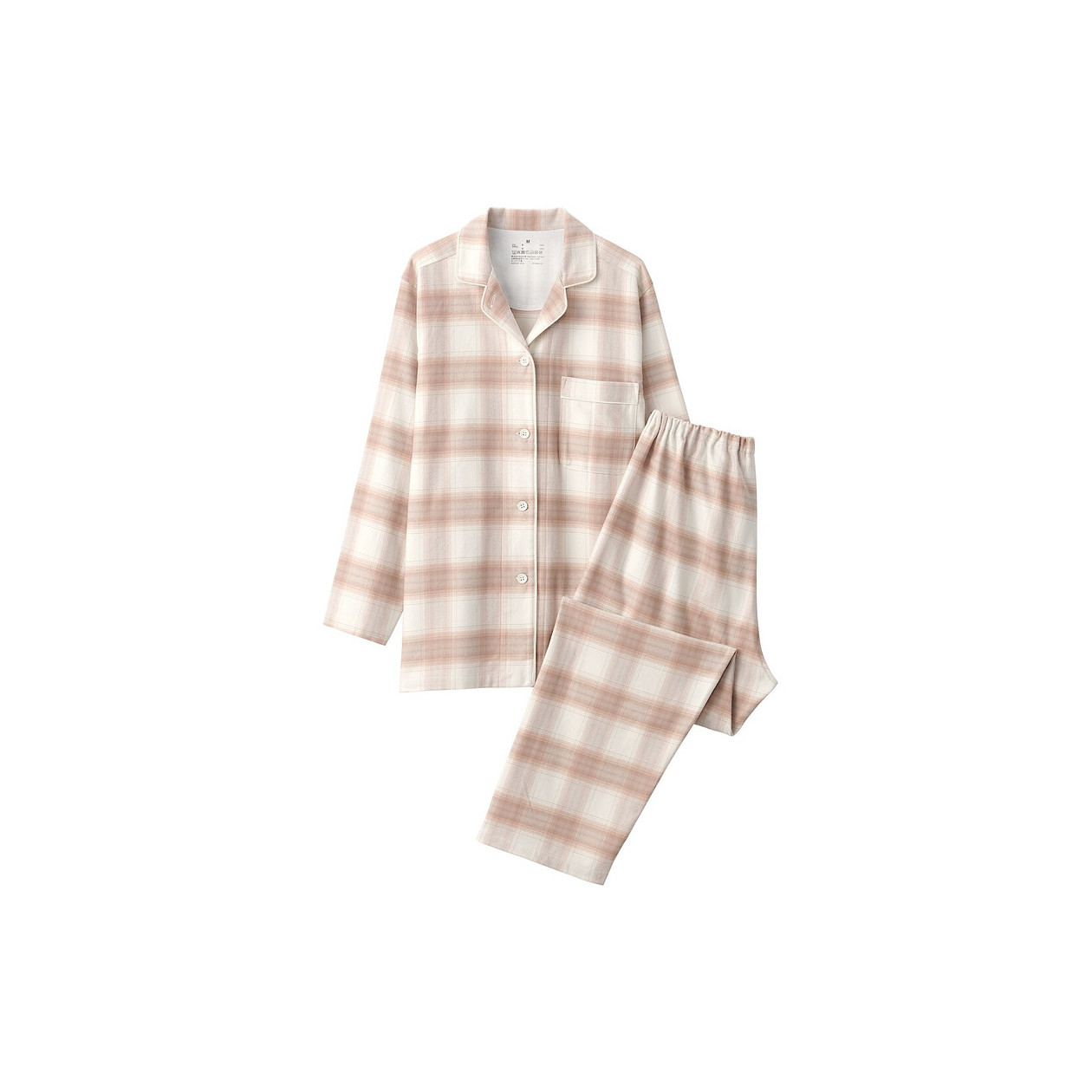 Piżama damska flanelowa w kratę różowa