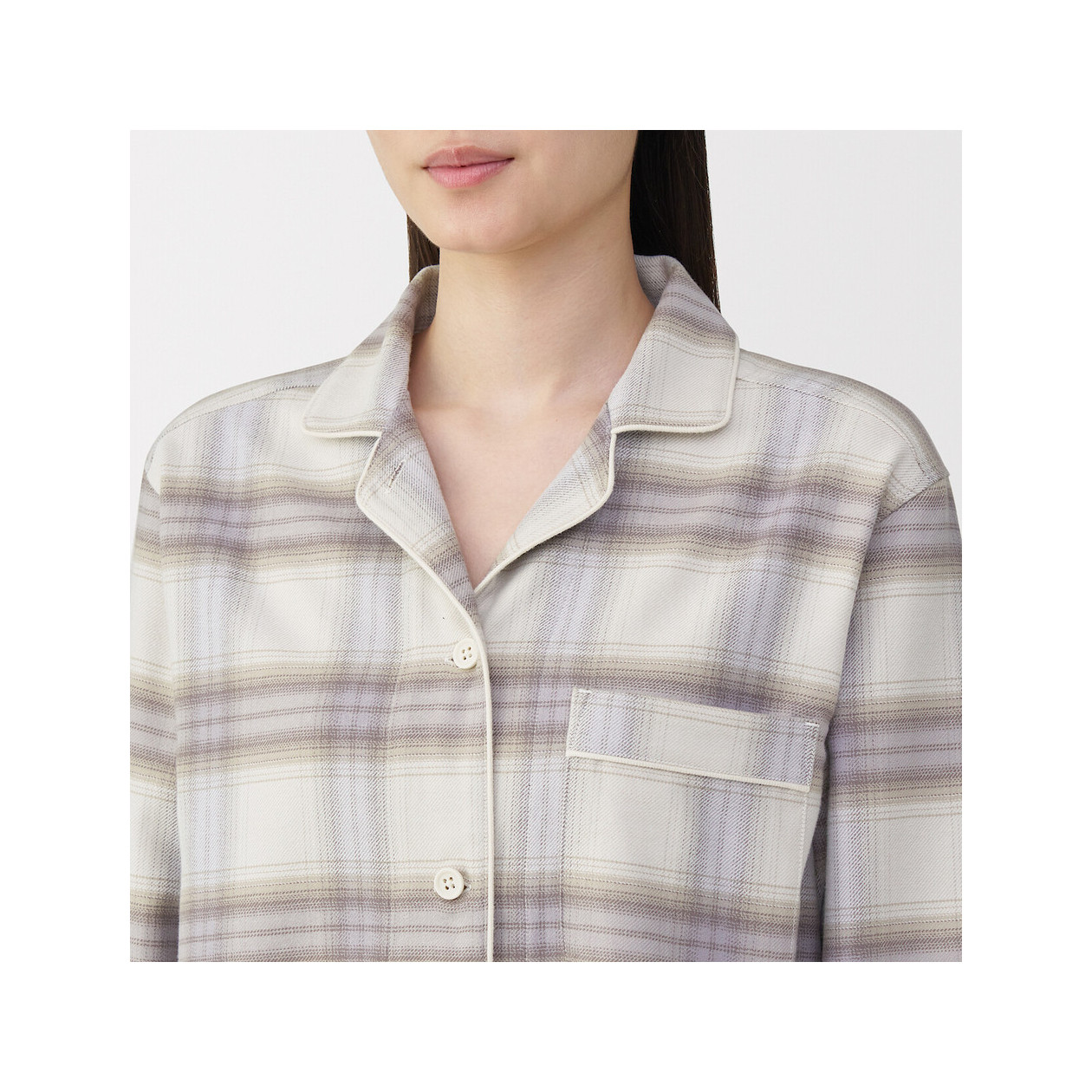 Piżama damska flanelowa w kratę brązowa