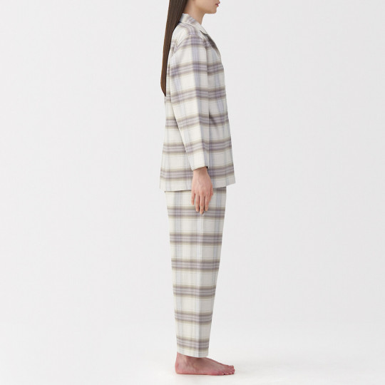 Piżama damska flanelowa w kratę brązowa