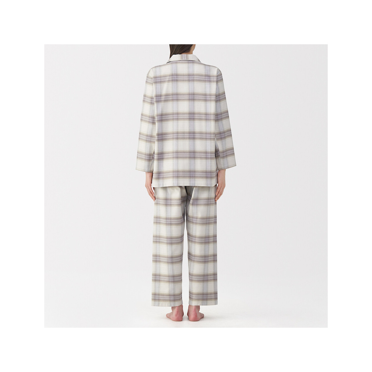 Piżama damska flanelowa w kratę brązowa