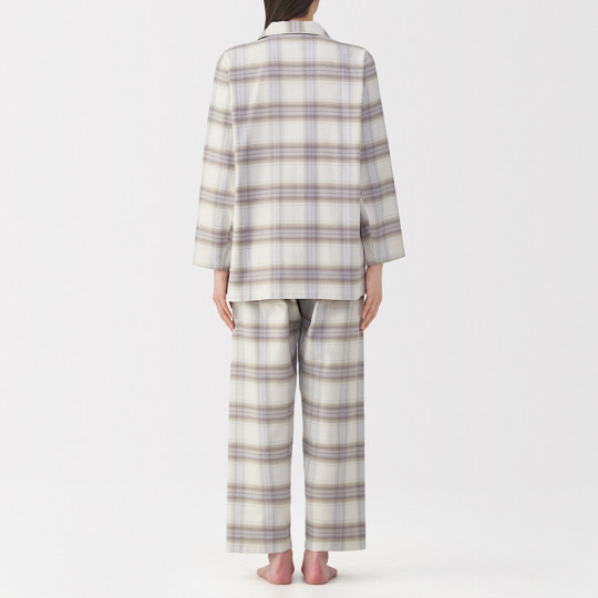 Piżama damska flanelowa w kratę brązowa