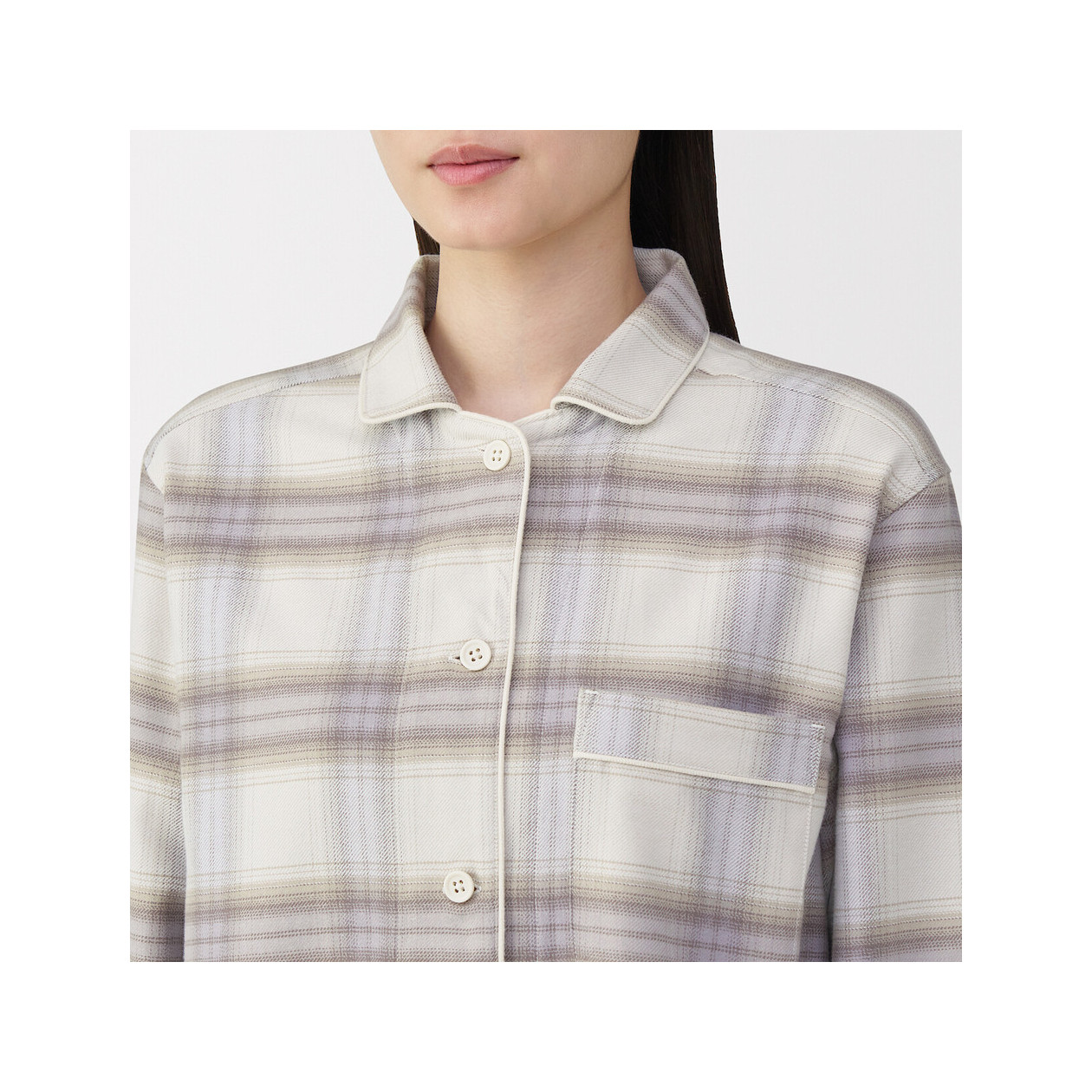 Piżama damska flanelowa w kratę brązowa