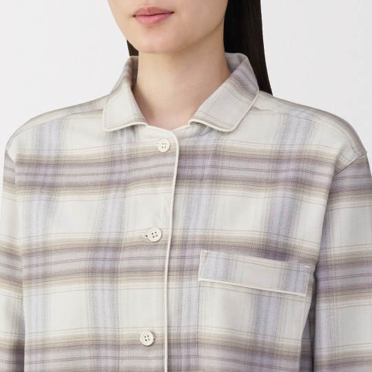 Piżama damska flanelowa w kratę brązowa