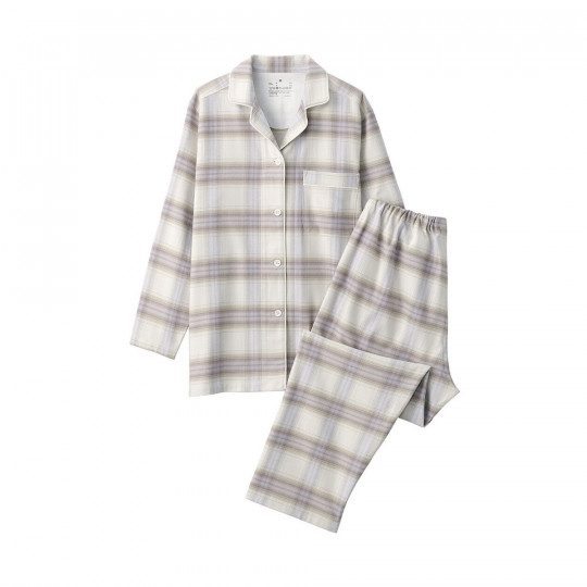 Piżama damska flanelowa w kratę brązowa