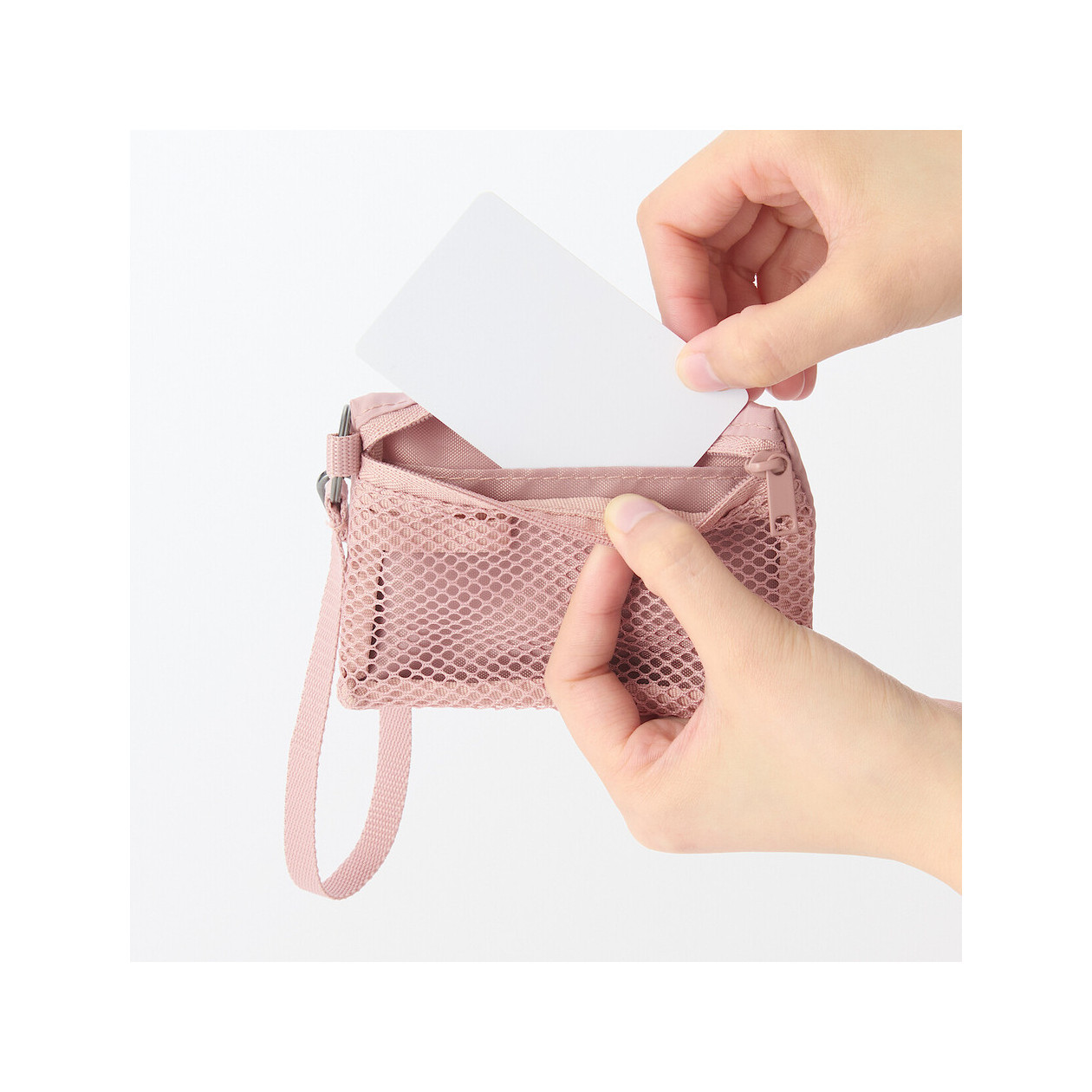 Saszetka / portfel z siatki różowa