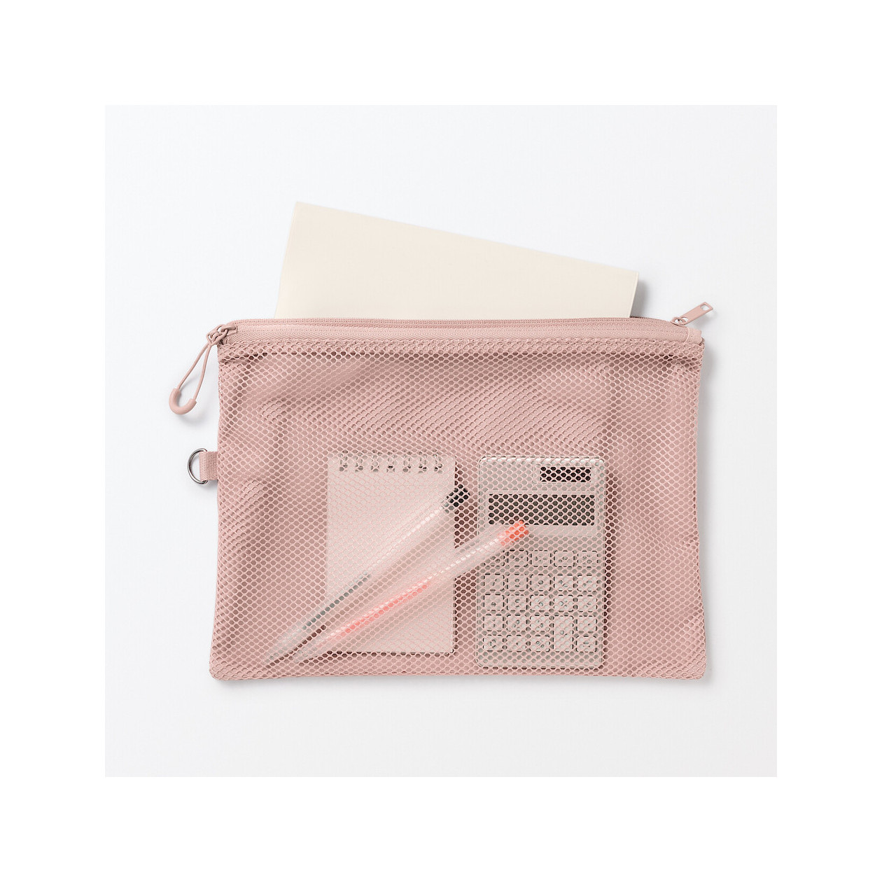 Saszetka z siatki L różowa