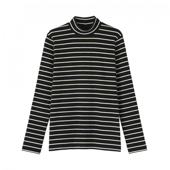 Półgolf bawełniany w paski czarny