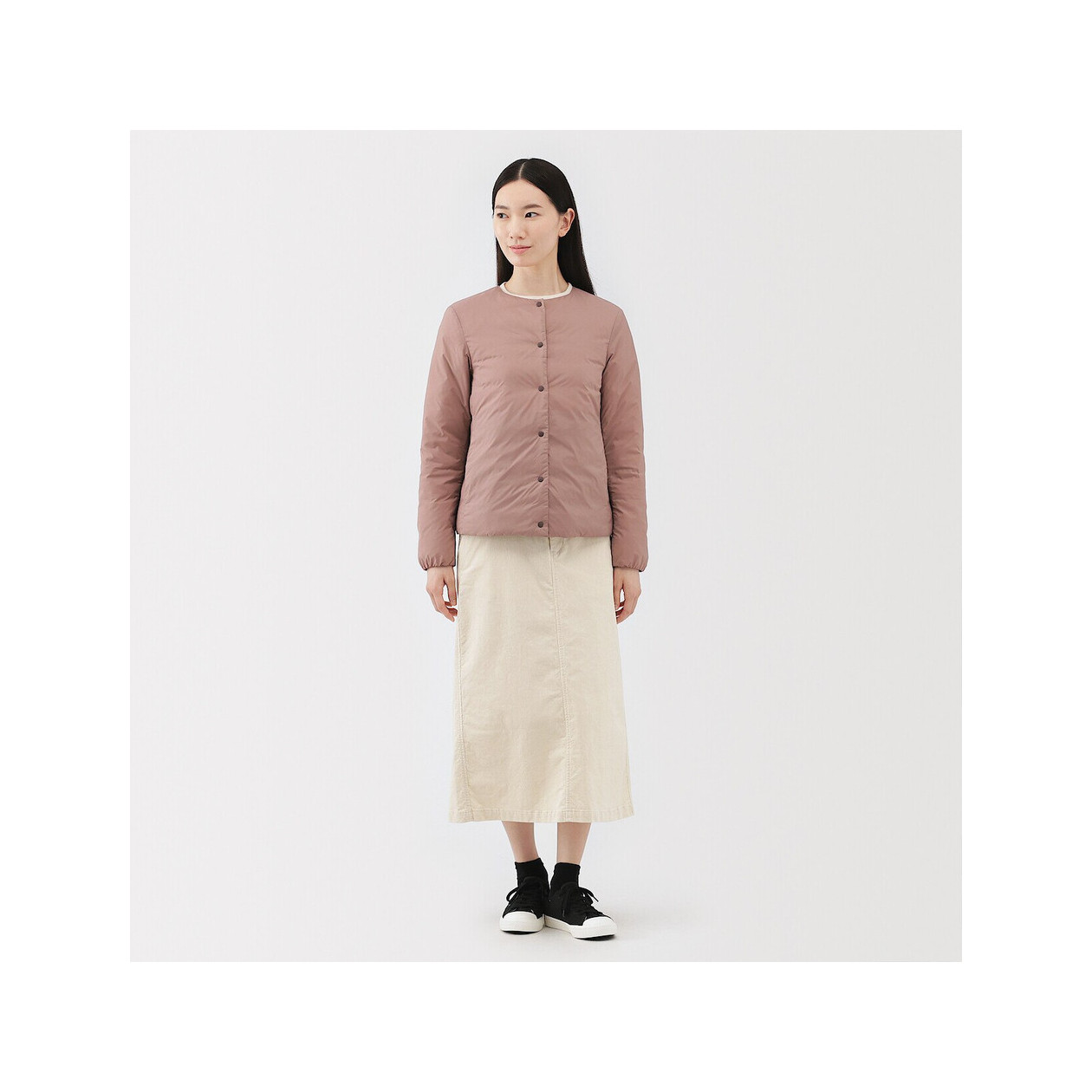 Lekka kurtka puchowa bez kołnierza różowa