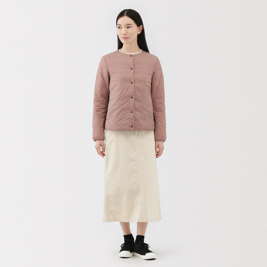 Lekka kurtka puchowa bez kołnierza różowa