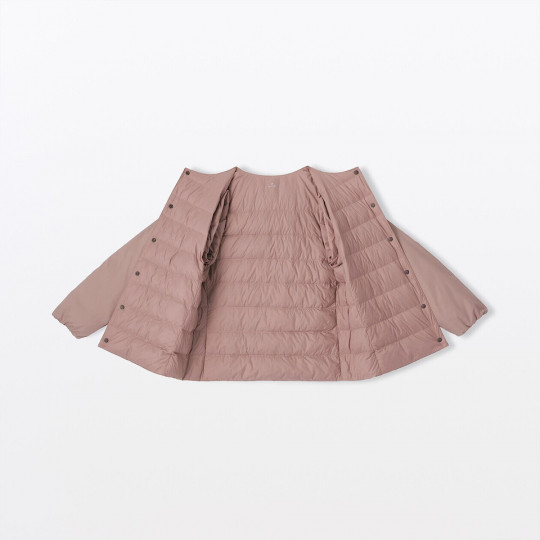 Lekka kurtka puchowa bez kołnierza różowa